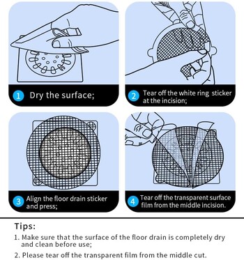 Еднократен антиблокиращ филтър Стикер за оттичане на пода Мрежест уловител за косми Запушалка Капак за оттичане на душ Капак за мивка в кухня, баня