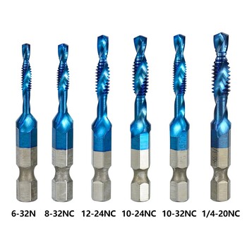 XCAN HSS Spiral Screw Tap Drill 6-32 8-32 10-24 10-32 12-24 1/4-20 NC Thread Tap Hex Shank Machine Plug Tap Hand Tool 6τμχ