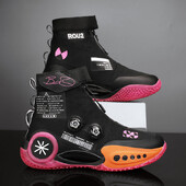 Pantofi sport noi, versatili și la modă, versiune luminoasă, pantofi de baschet de cuplu de luptă țesuți la tendință tinerească