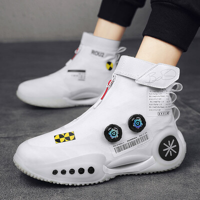 Pantofi sport noi, versatili și la modă, versiune luminoasă, pantofi de baschet de cuplu de luptă țesuți la tendință tinerească