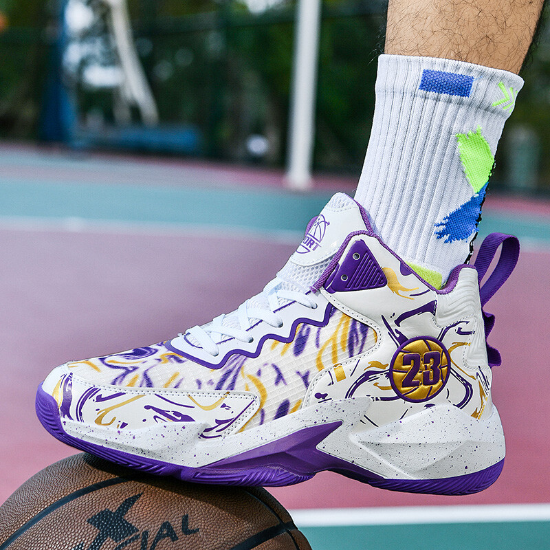 Нови високи баскетболни обувки за професионална тренировка на открито Баскетболни маратонки Мъжки дишащи противоплъзгащи се удароустойчиви маратонки