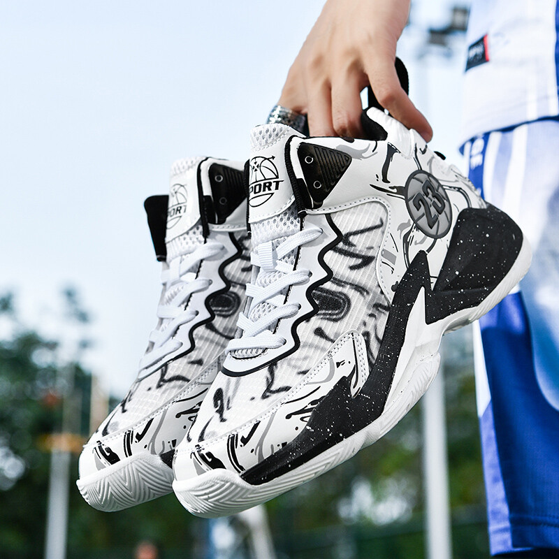 Нови високи баскетболни обувки за професионална тренировка на открито Баскетболни маратонки Мъжки дишащи противоплъзгащи се удароустойчиви маратонки