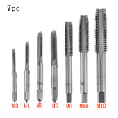 Set de robinet metric 7 buc Set de scule de mână cu burghie pentru robinet M3-M12 Set de filet și matriță cu punct spiralat pentru mașină Metal Lemn