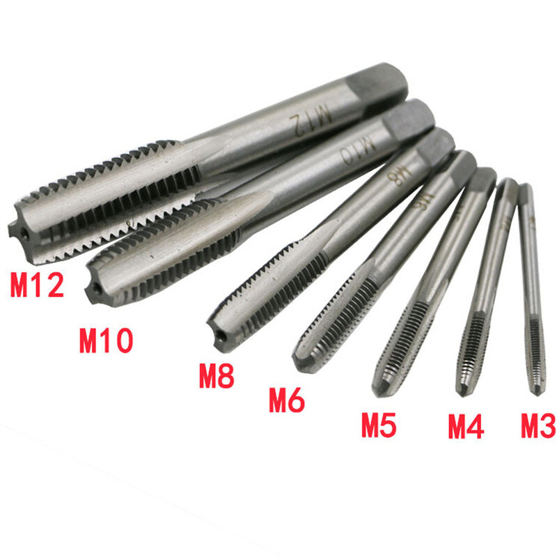 Set de robinet metric 7 buc Set de scule de mână cu burghie pentru robinet M3-M12 Set de filet și matriță cu punct spiralat pentru mașină Metal Lemn