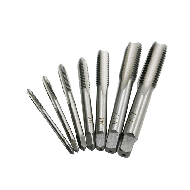 Set de robinet metric 7 buc Set de scule de mână cu burghie pentru robinet M3-M12 Set de filet și matriță cu punct spiralat pentru mașină Metal Lemn