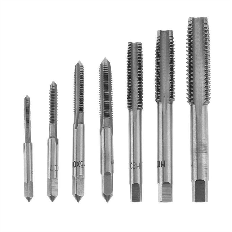 Set de robinet metric 7 buc Set de scule de mână cu burghie pentru robinet M3-M12 Set de filet și matriță cu punct spiralat pentru mașină Metal Lemn
