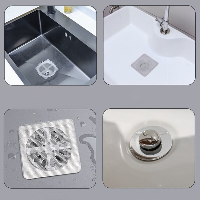 1/10 db Eldobható padlólefolyó matrica Fürdőszoba Hajszűrő Dugó Zuhany lefolyó fedél Blokkolásgátló konyhai mosogató szűrők
