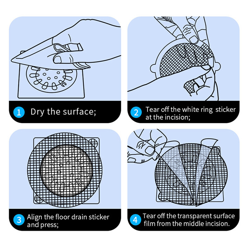10/1 buc. Scurgere de duș decupabilă pentru captare a părului Autocolante autoadezive pentru scurgerea pardoselii, de unică folosință, cu plasă pentru chiuvetă, filtru pentru baie