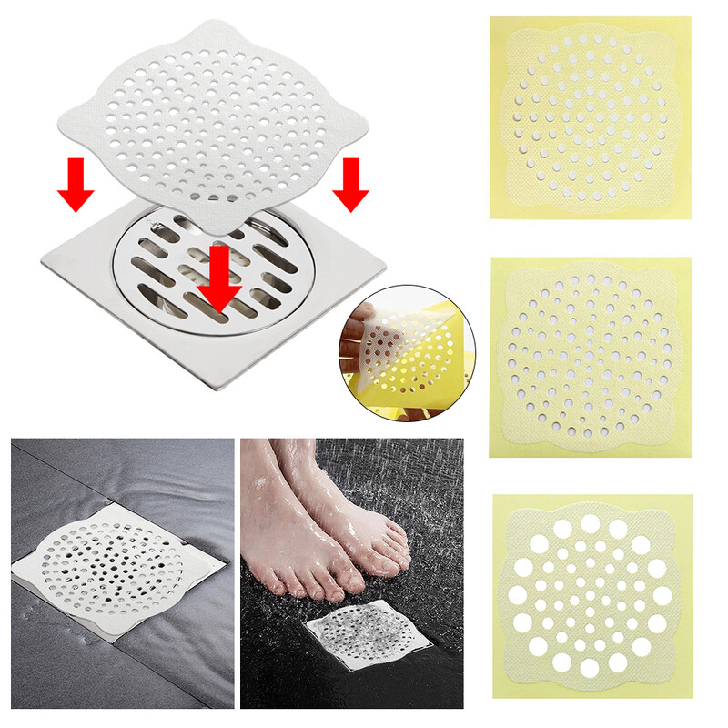 10/1 buc. Scurgere de duș decupabilă pentru captare a părului Autocolante autoadezive pentru scurgerea pardoselii, de unică folosință, cu plasă pentru chiuvetă, filtru pentru baie