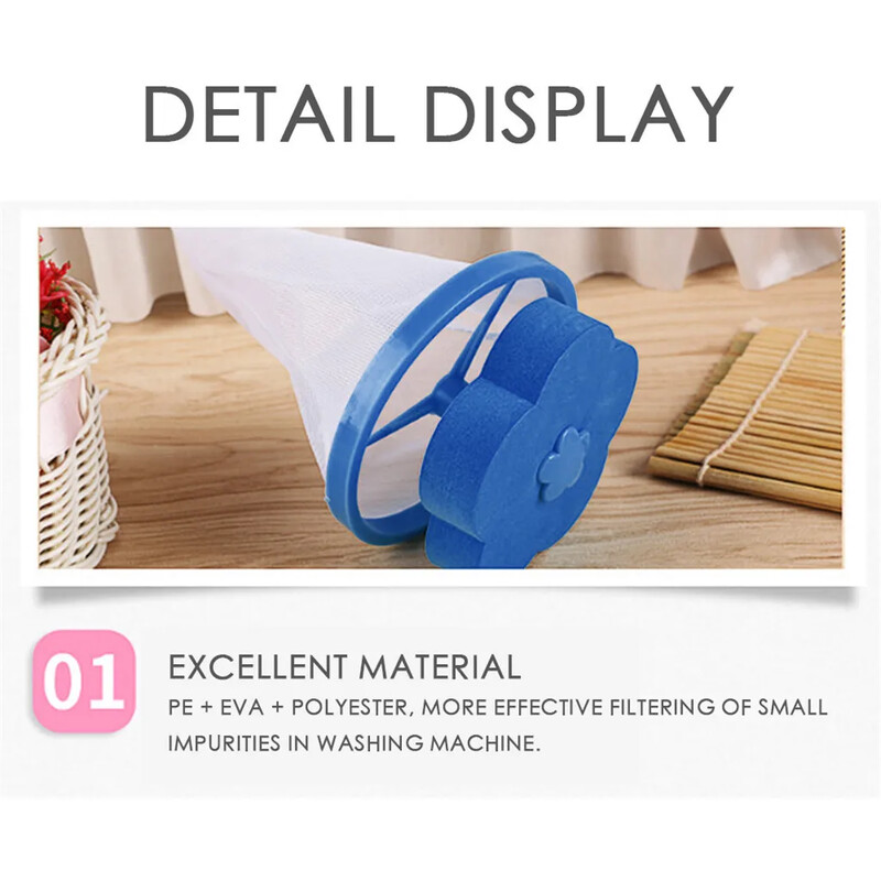 2 db kerek hálós szűrőtáska mosogató szűrő úszó szőrfogó mosógép szűrő szőrtelenítő eszköz fürdőszobai kütyü