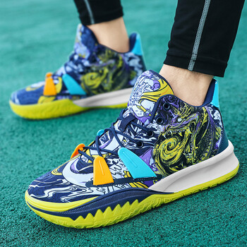 Mix Color Mid Cut Μπάσκετ Sneakers Μέγεθος 36-45 Dragon Totem Pattern Training Gym Athletic Basketball Sneakers