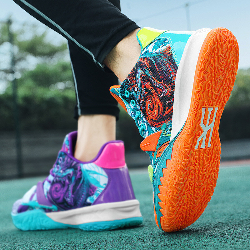 Pantofi de baschet cu tăietură mijlocie de culoare amestecată Dimensiunea 36-45 Modelul Dragon Totem Antrenament Sala de sport Sportive de baschet