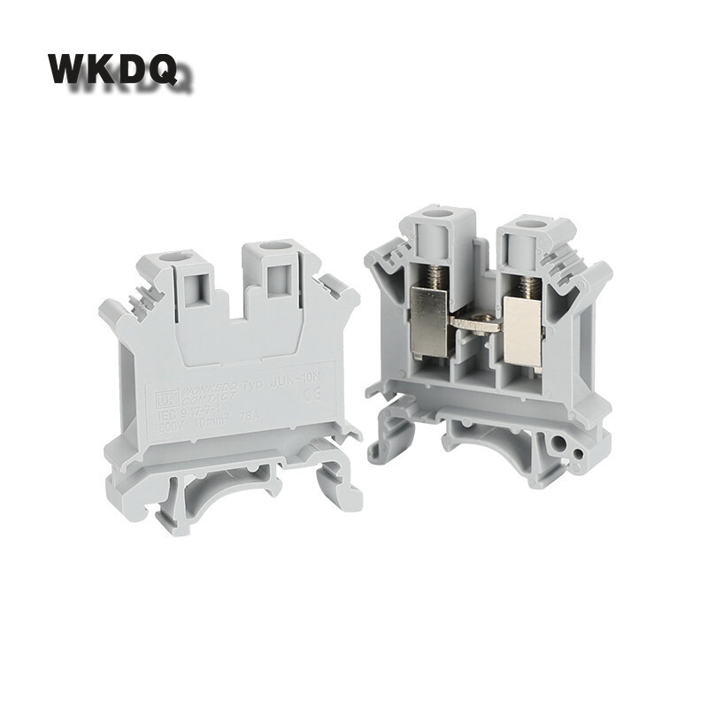 10Pcs UK10N UK10 Многоцветен винтов захранващ щепсел 2-проводников проводник Електрически конектор DIN шина Клемен блок UK 10N