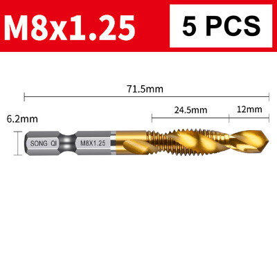 Nauji titanu dengti šešiabriauniai HSS sriegio metriniai sriegio grąžtai Sraigtinių mašinų junginys M3 M4 M5 M6 M8 M10 rankiniai įrankiai