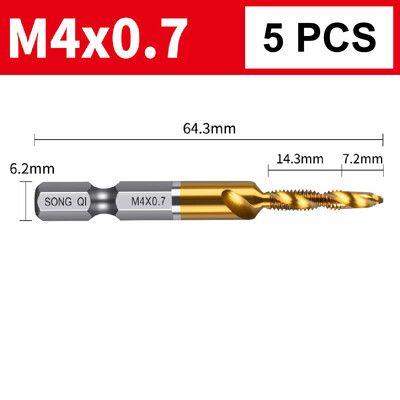 Nauji titanu dengti šešiabriauniai HSS sriegio metriniai sriegio grąžtai Sraigtinių mašinų junginys M3 M4 M5 M6 M8 M10 rankiniai įrankiai