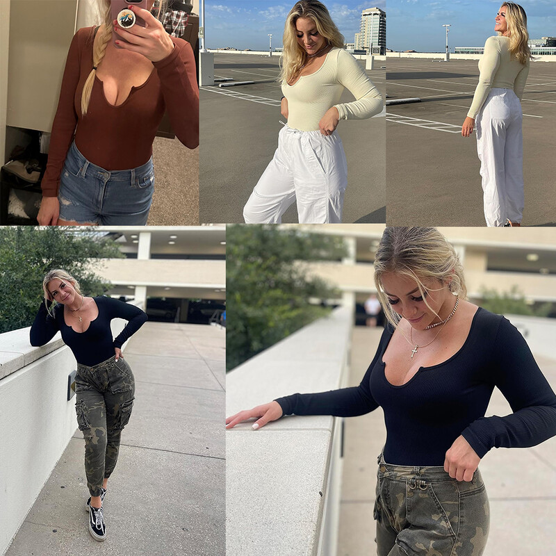 Body hosszú ujjú női Body Streetwear Sexy Bodycon Notch Nyakhüvely Basic Fekete Overall Top Streetwear Body Női