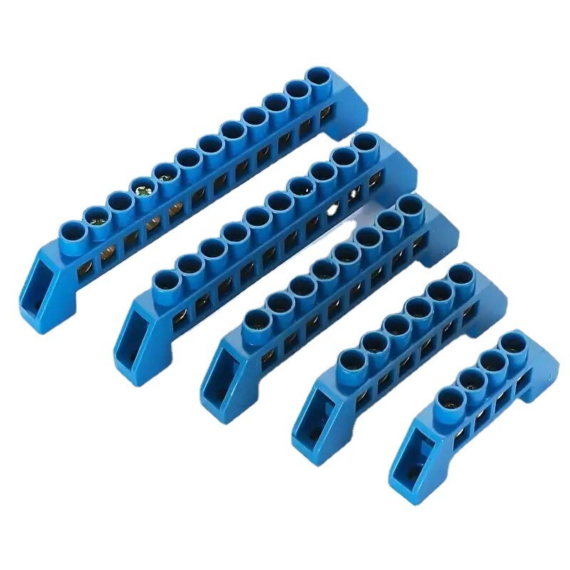 1Pcs Зелен син винт Месингов клемен блок за DIN релса Блокове за заземяване и неутрала 4Pin 6Pin 8Pin 10PIN 12PIN