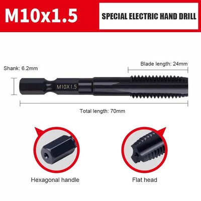 m4m5m6m8m12 Cap de mașină cu tijă hexagonală Perforare cu fantă dreaptă Burghiu electric de mână Burghiu electric