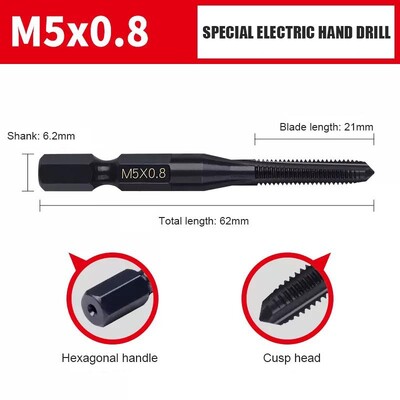 m4m5m6m8m12 Cap de mașină cu tijă hexagonală Perforare cu fantă dreaptă Burghiu electric de mână Burghiu electric