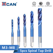 XCAN vītnes skrūvju komplekts 5gab M3-M4-M5-M6-M8 HSS skrūvējamā urbjmašīna ar nanozilu pārklājumu labās puses vītņu urbjmašīnas vītņošanas rīki