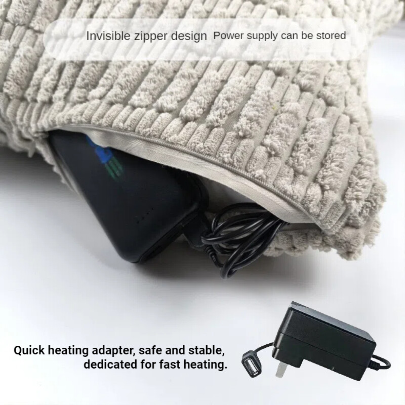 45 x 45 cm USB elektriskais spilvens, pārnēsājams apsildes spilvens, 5 bloku temperatūras kontrole menstruāciju krampju perioda sāpju mazināšanai, apsildāms spilventiņš