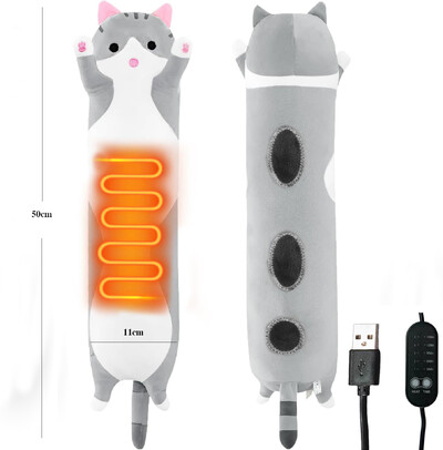 Pārnēsājami, mīlīgi pildīti dzīvnieku siltuma spilventiņi USB kaķu elektriskie karsto spilventiņu lelles perioda krampjiem, sāpju mazināšanai, meitenēm, sievietēm, dāvanu sildīšanas spilventiņiem