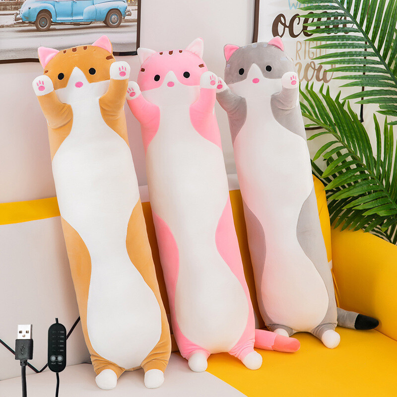 Pārnēsājami, mīlīgi pildīti dzīvnieku siltuma spilventiņi USB kaķu elektriskie karsto spilventiņu lelles perioda krampjiem, sāpju mazināšanai, meitenēm, sievietēm, dāvanu sildīšanas spilventiņiem