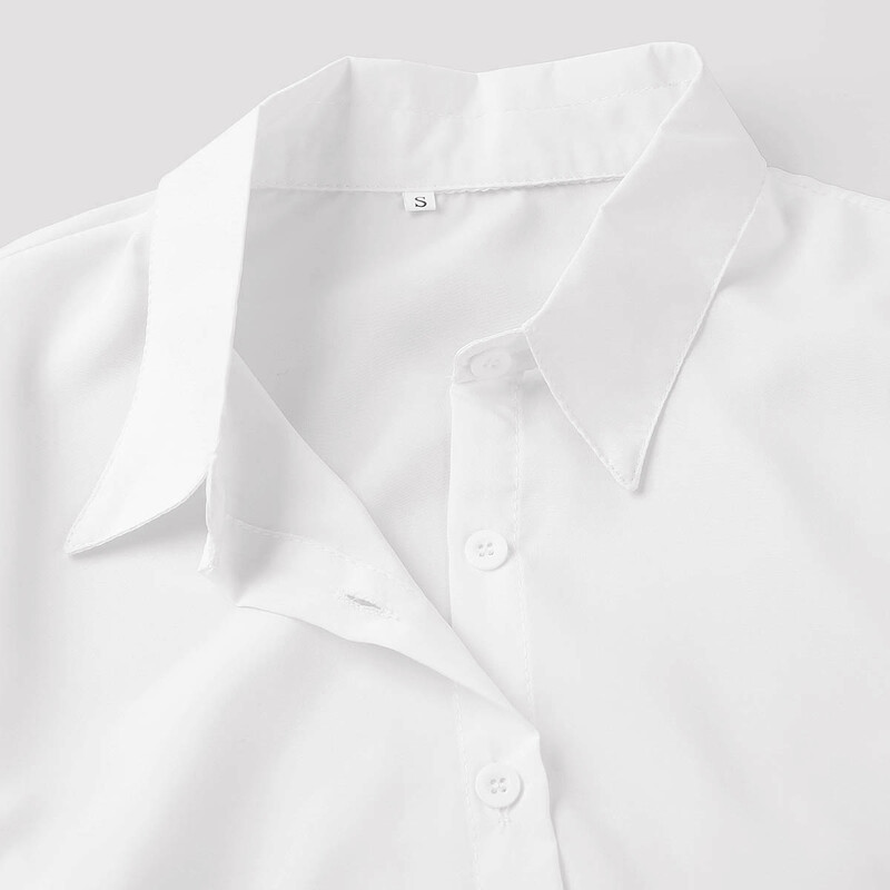 Madingi moteriški vientisi laisvalaikio palaidinės marškiniai su apykakle ilgomis rankovėmis, lengvai prižiūrimi darbo biuro kostiumas, moteriški marškiniai