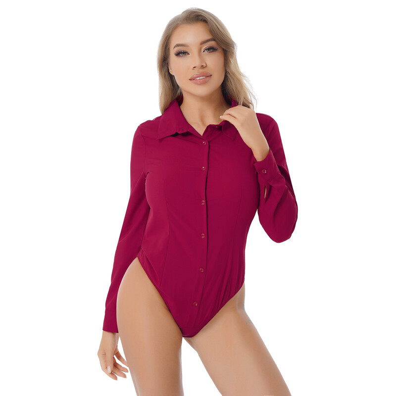 Madingi moteriški vientisi laisvalaikio palaidinės marškiniai su apykakle ilgomis rankovėmis, lengvai prižiūrimi darbo biuro kostiumas, moteriški marškiniai