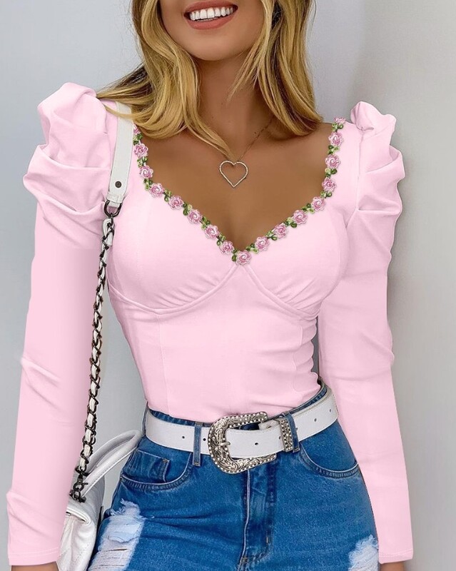 Top pentru femei, cu mâneci bufante, la modă pentru femei