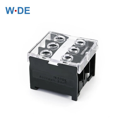 1 Τεμάχιο IN30BK DIN Rail Terminal Block Κουτί διακλάδωσης 600V 50A Σχιστρό ορειχάλκινο σύρμα υψηλού ρεύματος