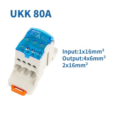 UKK 80A/125A/160A/250A/400A Разпределителна кутия Един в няколко Изходен захранващ проводник Електрически съединител Възел Клемен блок за DIN шина