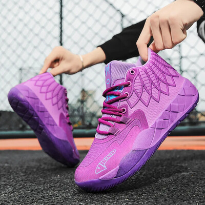 Basketbalové topánky L Melo 1.0 Style pre unisex plameňové detské tenisky, priedušné, stredne veľké, pánske basketbalové topánky, športové tréningové topánky