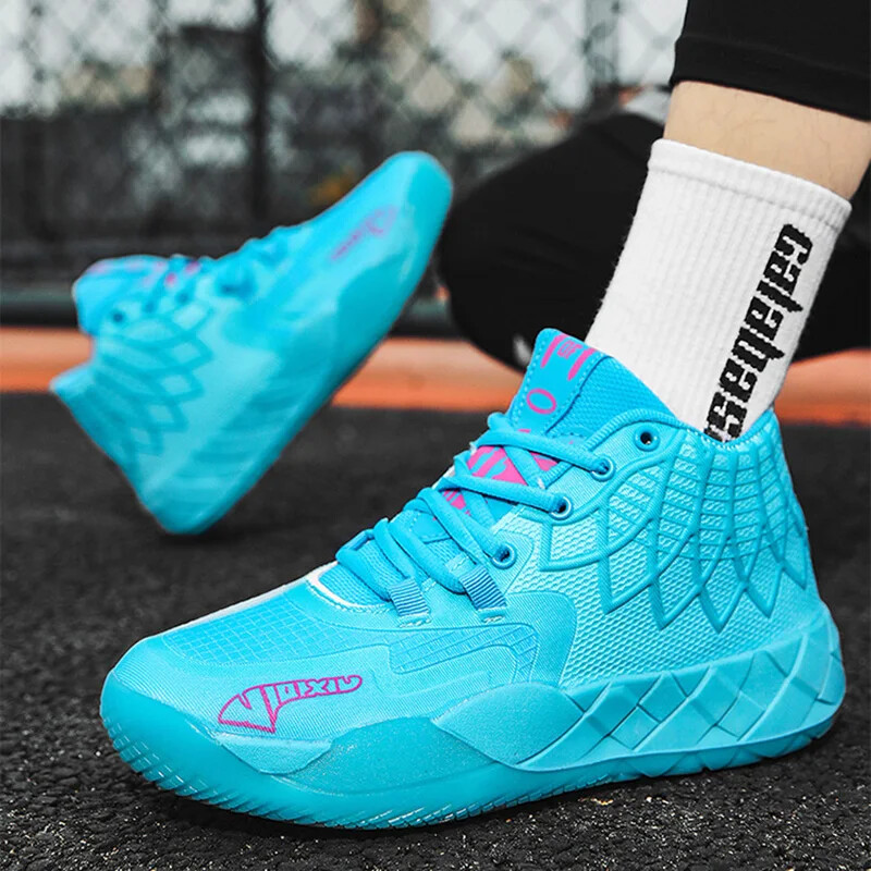 Basketbalové topánky L Melo 1.0 Style pre unisex plameňové detské tenisky, priedušné, stredne veľké, pánske basketbalové topánky, športové tréningové topánky