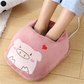 Încălzitor electric încălzit pentru picioare, cu temporizator, pantofi moale, calduri de pluș, papuci, pernuță de încălzire, încălzitor pentru picioare, siguranță, 3 moduri, detașabil, lavabil