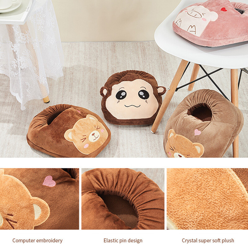 Încălzitor electric încălzit pentru picioare, cu temporizator, pantofi moale, calduri de pluș, papuci, pernuță de încălzire, încălzitor pentru picioare, siguranță, 3 moduri, detașabil, lavabil