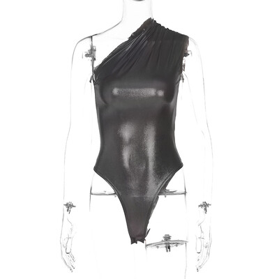 Body sexy fără mâneci pentru femei Body cu un umăr fără spate Top Y2K Summer Bright Body Playsuit Night Club Festival Outfit