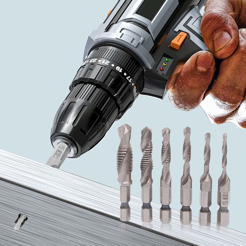 6 buc. burghie cu robinet M3-M10. Burghie combinate din oțel de mare viteză. Instrument pentru burghie metrice cu tijă hexagonală pentru metal, oțel, lemn, plastic