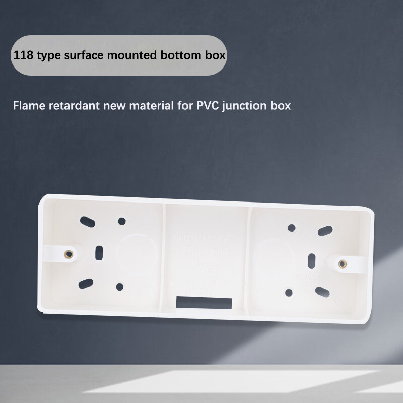 118/120 tipa PVC liesmu slāpējošas sadales kārbas vadu apakšējā kārba universālajam slēdža kontaktligzdai, kas uzstādīta uz virsmas