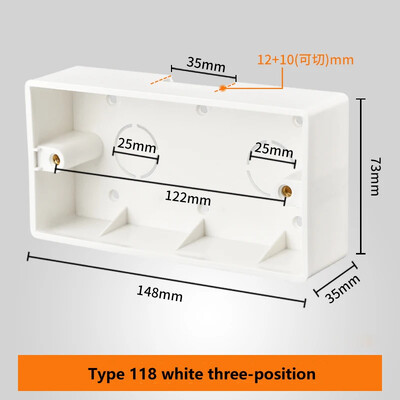 118 tips uz virsmas uzstādīts kontaktligzdas slēdža apakšējā kārba, sabiezināts materiāls Vispārējs divu bitu trīs bitu sadales kārba