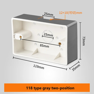 118 tips uz virsmas uzstādīts kontaktligzdas slēdža apakšējā kārba, sabiezināts materiāls Vispārējs divu bitu trīs bitu sadales kārba