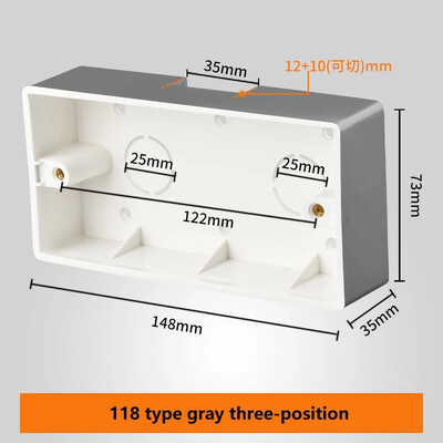 118 tips uz virsmas uzstādīts kontaktligzdas slēdža apakšējā kārba, sabiezināts materiāls Vispārējs divu bitu trīs bitu sadales kārba