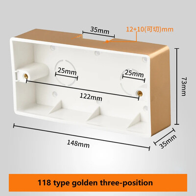 118 tips uz virsmas uzstādīts kontaktligzdas slēdža apakšējā kārba, sabiezināts materiāls Vispārējs divu bitu trīs bitu sadales kārba