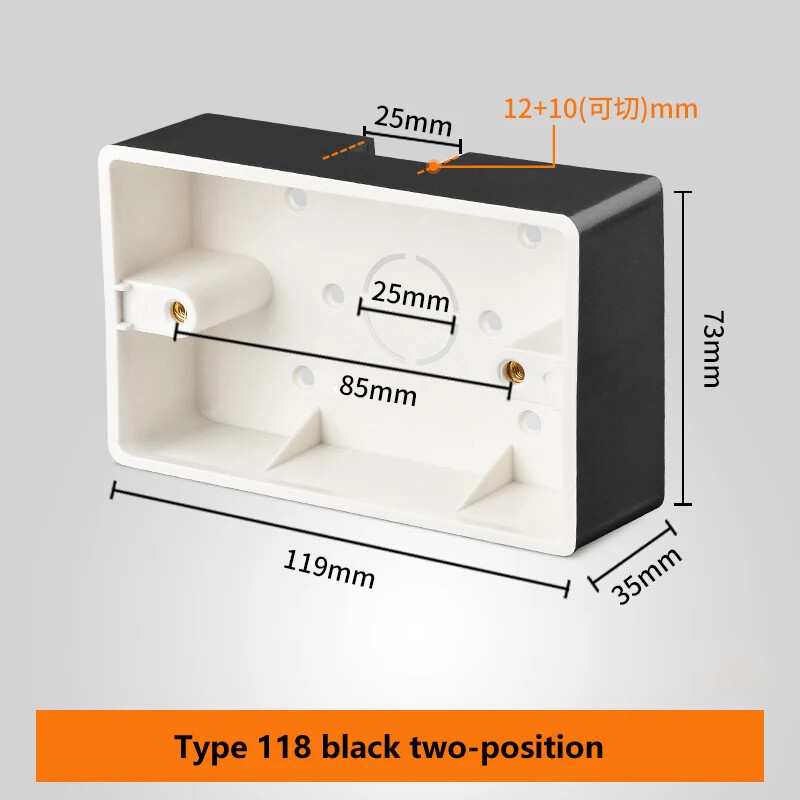 118 tips uz virsmas uzstādīts kontaktligzdas slēdža apakšējā kārba, sabiezināts materiāls Vispārējs divu bitu trīs bitu sadales kārba
