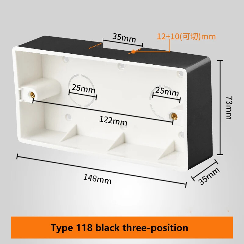 118 tips uz virsmas uzstādīts kontaktligzdas slēdža apakšējā kārba, sabiezināts materiāls Vispārējs divu bitu trīs bitu sadales kārba