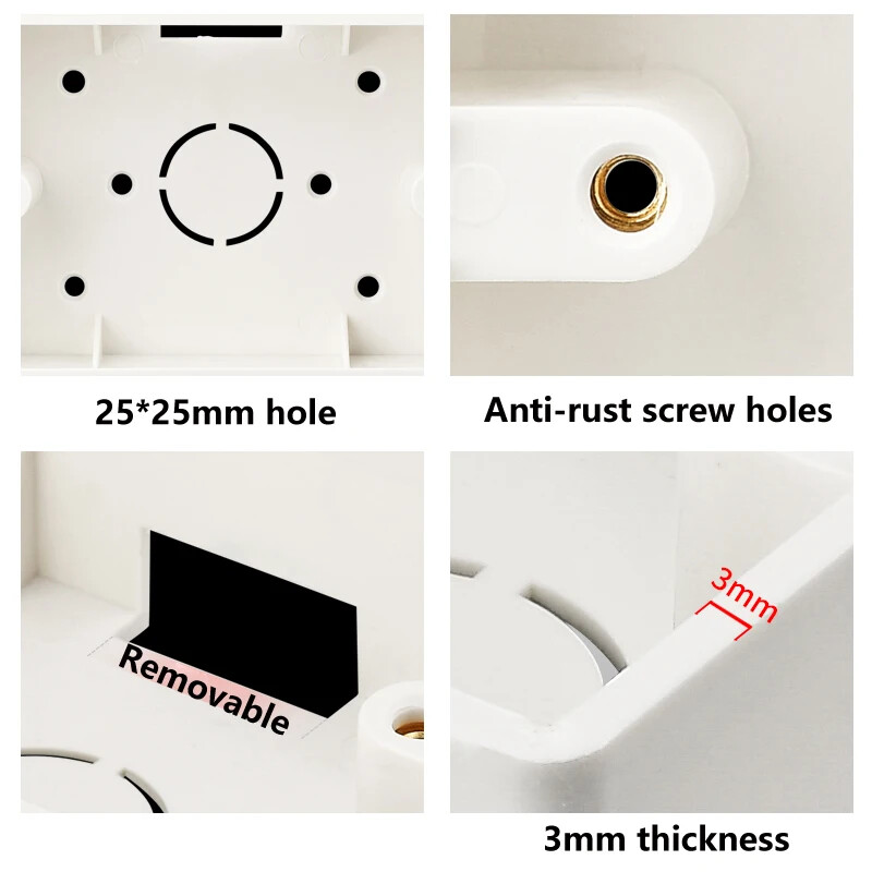 118 tips uz virsmas uzstādīts kontaktligzdas slēdža apakšējā kārba, sabiezināts materiāls Vispārējs divu bitu trīs bitu sadales kārba