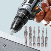 6 kom M3-M10 HSS slavine Set za skidanje ivica s upuštačem Kombinirani bitovi od brzoreznog čelika Metrički šesterokutni prihvat za metal čelik drvo plastika