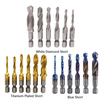 6 τεμ. M3-M10 HSS Taps Countersink Deburr Set High Speed Steel Combined Bits Metric Hex Shenk for Metal Steel Wood Plastic