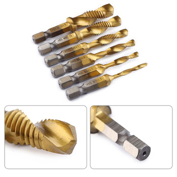 6 τεμ. M3-M10 HSS Taps Countersink Deburr Set High Speed Steel Combined Bits Metric Hex Shenk for Metal Steel Wood Plastic