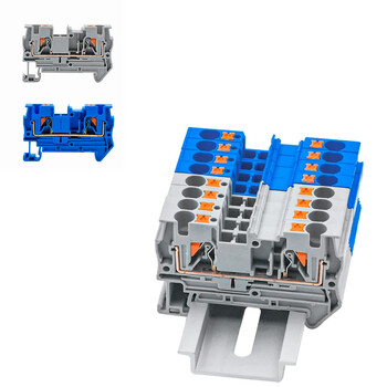 10 τεμ. PT-4 Din Rail ακροδεκτών καλωδίωσης συνδετήρες καλωδίωσης με ώθηση, χωρίς βίδες τροφοδοσίας ελατηρίου PT4